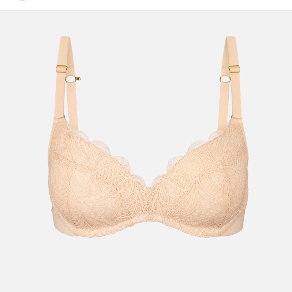 ✅5/$25 Lively 32D Lace No-Wire Push-Up Bra wireless adjustable straps nude tan